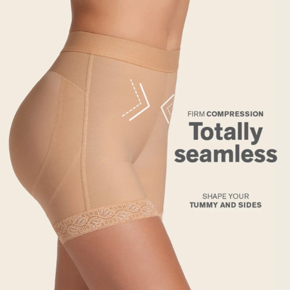 Leonisa Mid-Rise Sculpting Butt Lifter Shaper Short Large